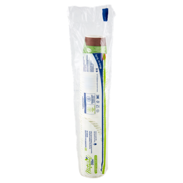 Natural Bibo Compostabile Bicchieri in Carta Bio 80/85 ml 50 pz