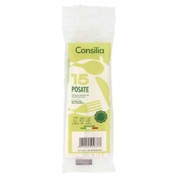 Consilia Forchette Biodegradabili e Compostabili 15 pezzi