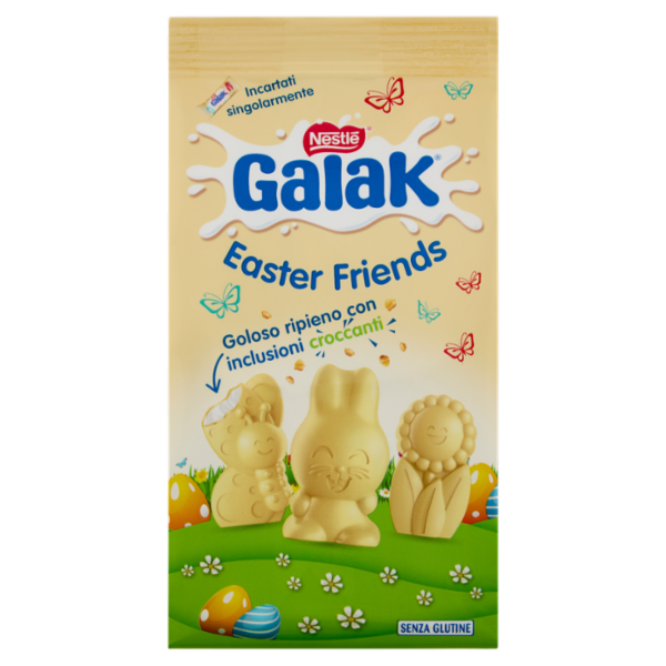 GALAK Easter Friends Personaggi Pasquali di Cioccolato Bianco e Cereali Sacchetto 147g