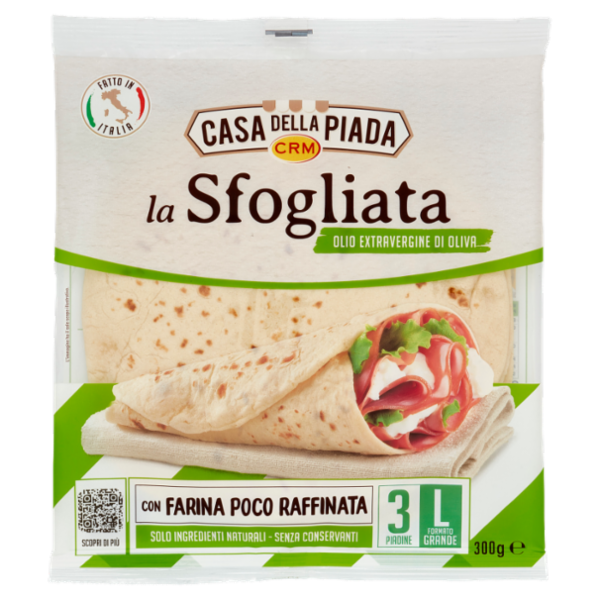 Casa della Piada la Sfogliata Olio Extra Vergine di Oliva Formato Grande L 3 Piadine 300 g