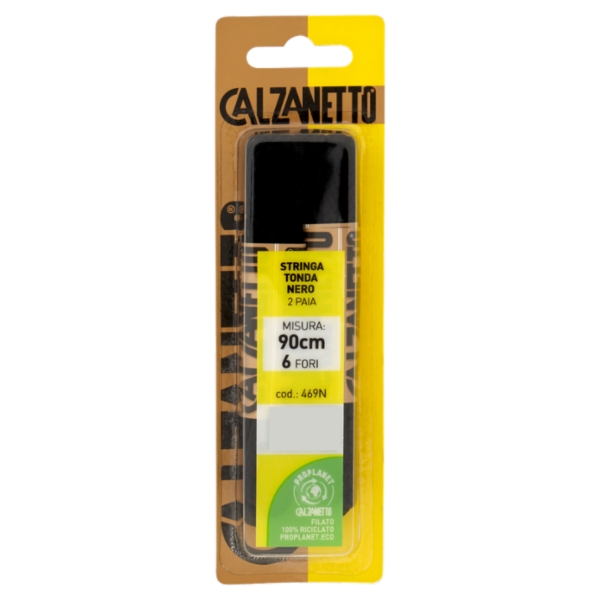 Calzanetto Stringa Tonda 90 cm Nero 2 Paia