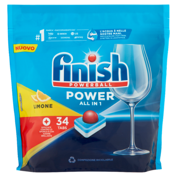 Finish Power All in One Lemon pastiglie lavastoviglie 34 lavaggi 544 gr