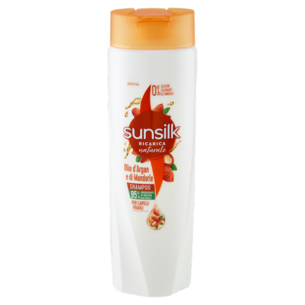 sunsilk Ricarica naturale Shampoo Olio d'Argan e di Mandorle per Capelli Fragili 250 mL