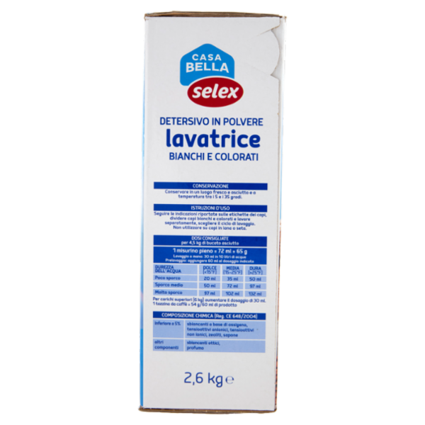 Selex Casa Bella Detersivo per Lavatrice in Polvere 40 misurini 2,6 kg