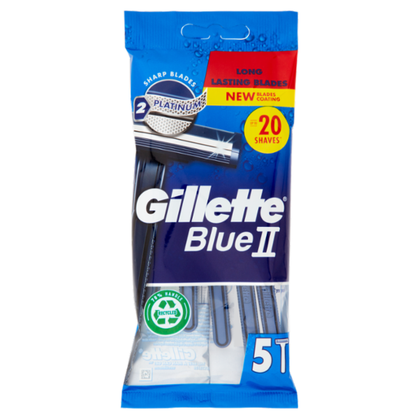 Gillette Blue II Rasoio da Uomo Usa e Getta a 2 Lame, 5 Rasoi
