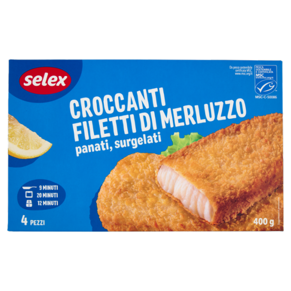 Selex Filetti di Merluzzo in Croccante Panatura Surgelati 4x100 g