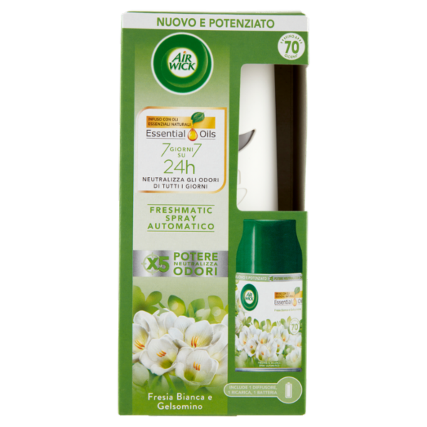 Air Wick Freshmatic Completo Fresia Bianca e Gelsomino Profumatore per ambiente 250 ml