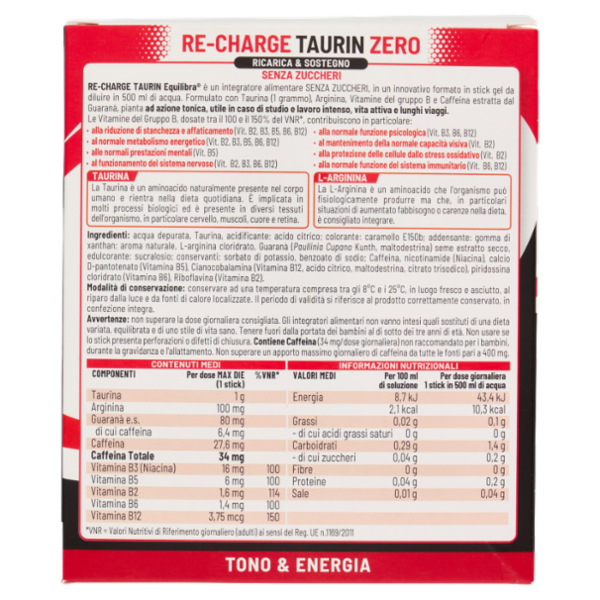 equilibra Re-Charge Taurin Zero 12 x 30 ml