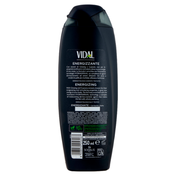 Vidal Energy & Sport Doccia Shampoo Energizzante Ginseng e Guaranà 250 ml