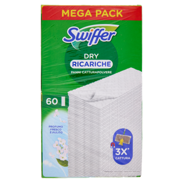 Swiffer Panni Catturapolvere per Scopa Swiffer Profumo Fresco e Pulito - Ricarica 60 Panni