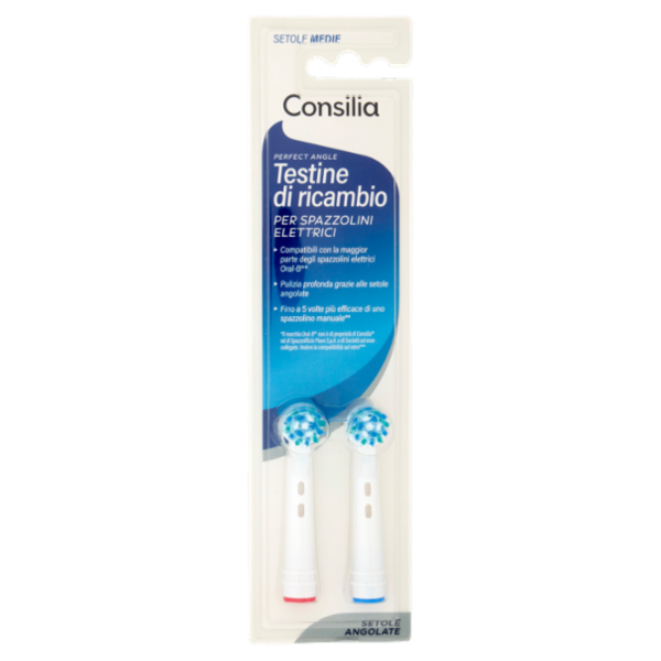 Consilia Testine per Spazzolini Elettrici Compatibili Oral-B Perfect Angle 2 pezzi