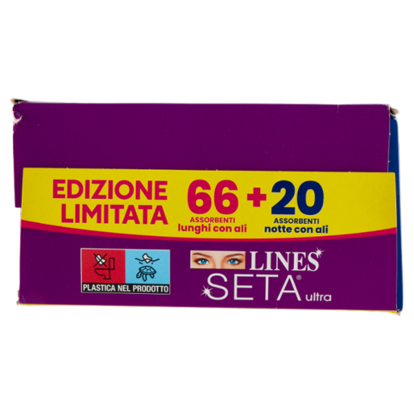 Lines Seta ultra Assorbenti lunghi con ali 66 pz + Assorbenti notte con ali 20 pz