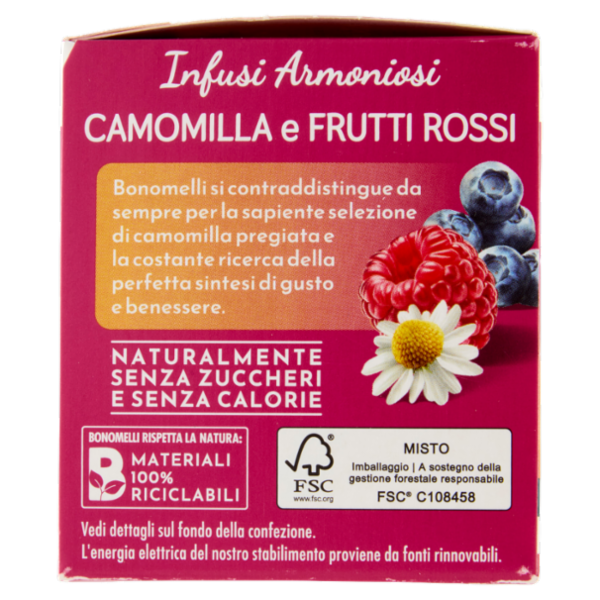 Bonomelli Infusi Armoniosi 100% Naturali Camomilla e Frutti Rossi 12 filtri 24 g