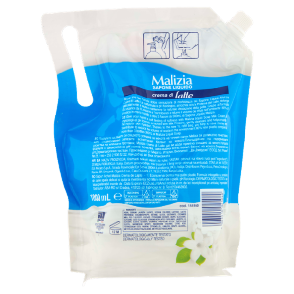 Malizia Sapone Liquido Nutriente crema di latte Ecoricarica 1000 mL