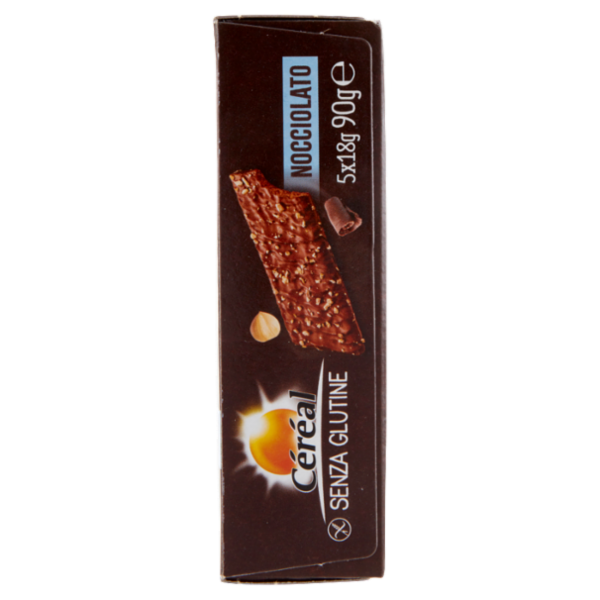 Céréal Barrette Snack Nocciolato Senza Glutine, con cioccolato e nocciole tostate - 5 x 18 g