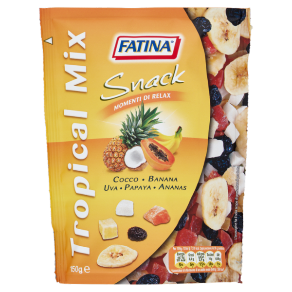 Fatina Snack Tropical Mix Cocco - Banana - Uva - Papaya - Ananas 150 g