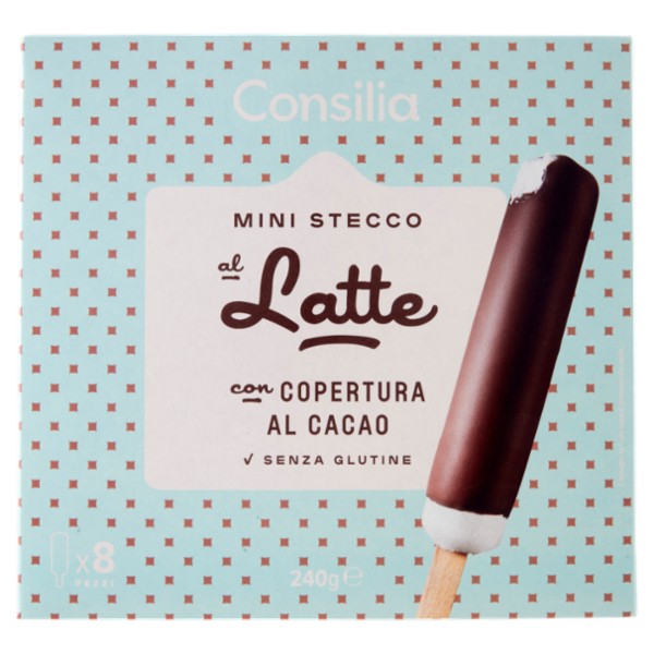 Consilia 8 Ministecchi di Gelato al Latte con Copertura al Cacao 240 g