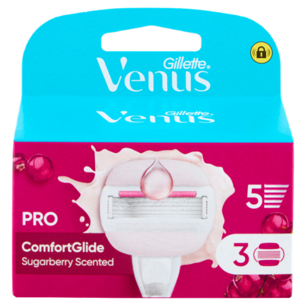 Gillette Venus Pro ComfortGlide Sugarberry Scented Lamette di ricambio per Rasoi Donna 3 Ricariche