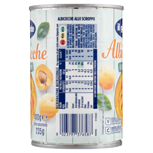 IL GIGANTE Albicocche allo Sciroppo 410 g