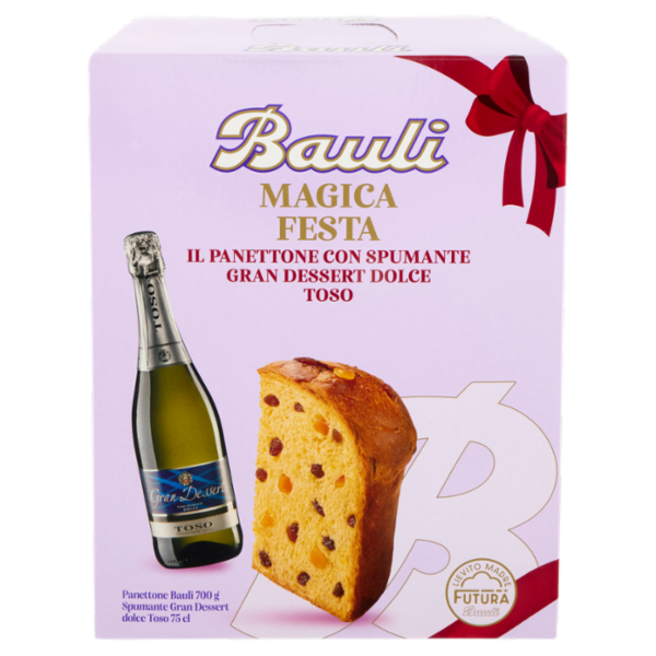 Bauli Magica Festa Panettone Bauli 700 g + Spumante Gran Dessert Dolce Toso 75 cl