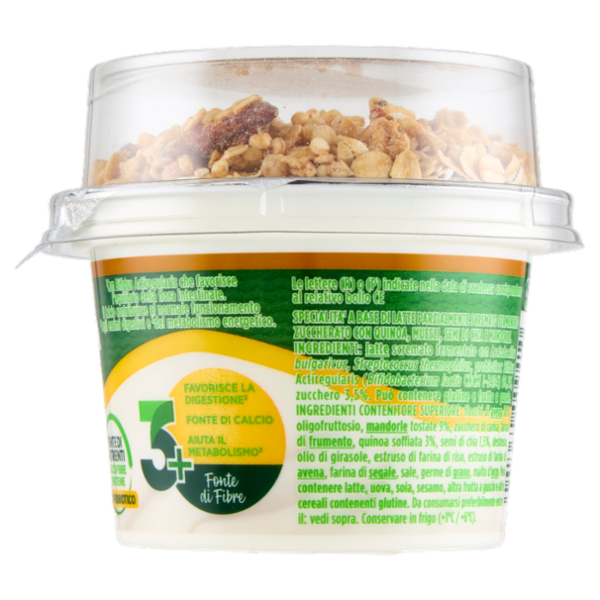 ACTIVIA Fibre Mix&Go con Probiotico Bifidus, Yogurt Bianco con Muesli, Chia, Quinoa e Mandorle, 170g