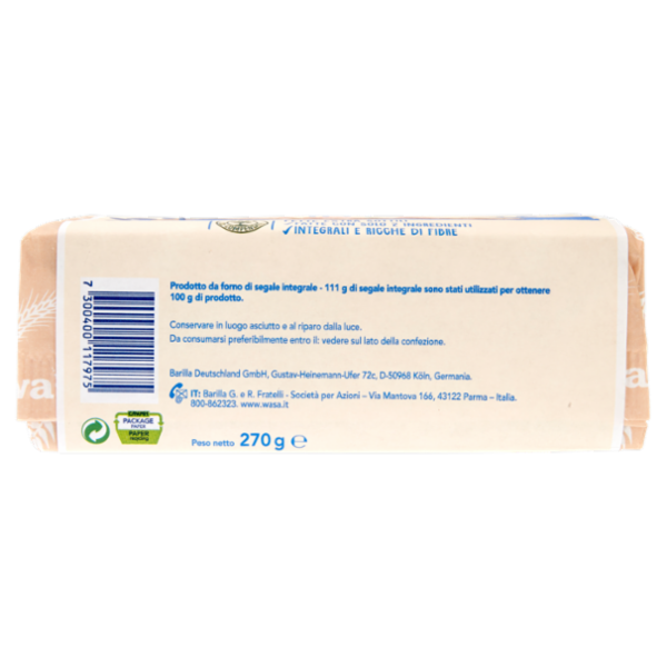 Wasa Integrale Cracker con Solo Due Ingredienti 270g