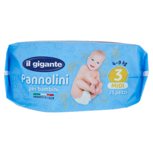 IL GIGANTE Pannolini per bambini 4-9 kg 3 Midi 23 pz