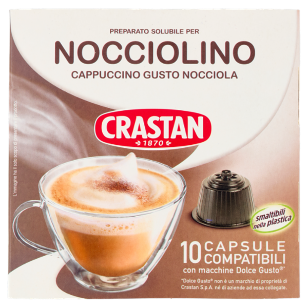 Crastan Preparato Solubile per Nocciolino Capsule Compatibili Dolce Gusto 10 x 12 g