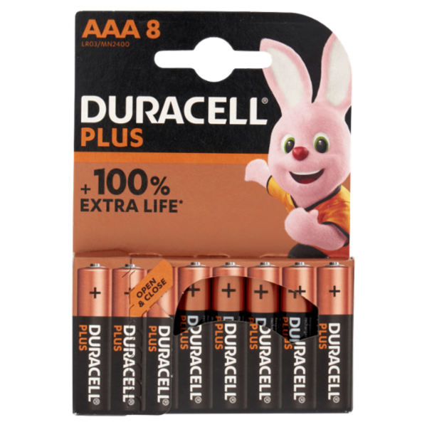 Duracell Plus AAA Batterie Ministilo Alcaline 1.5V LR03 MN2400 confezione da 8 Pile Duracell