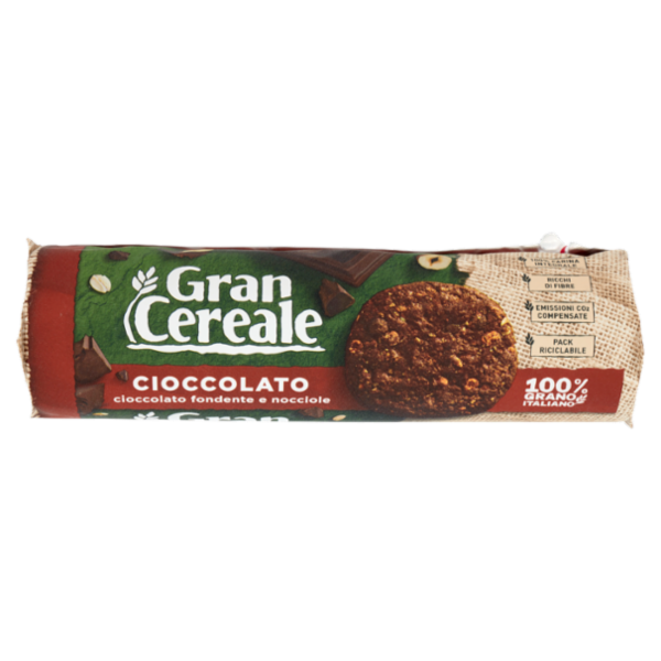 Gran Cereale Biscotti Gran Cereale Cioccolato Biscotti con Cioccolato Fondente e Nocciole Tubo 230 g