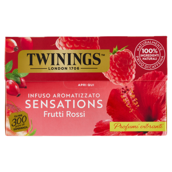 Twinings Frutti Rossi Infuso Sensations alla fragola, lampone, ibisco e rosa canina 20 filtri 40