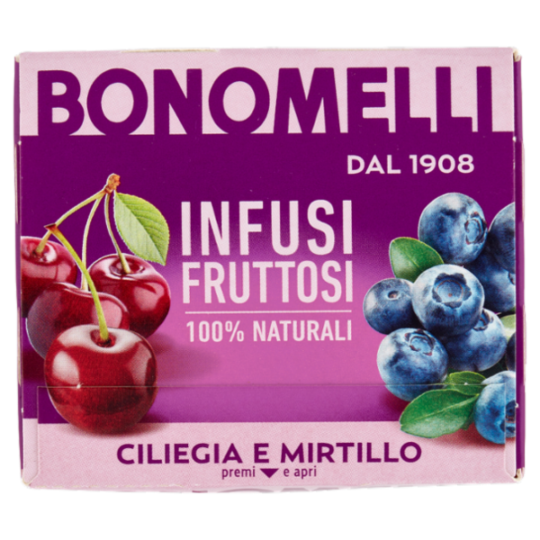 Bonomelli Infusi Fruttosi 100% Naturali Ciliegia e Mirtillo 12 Filtri 24 g