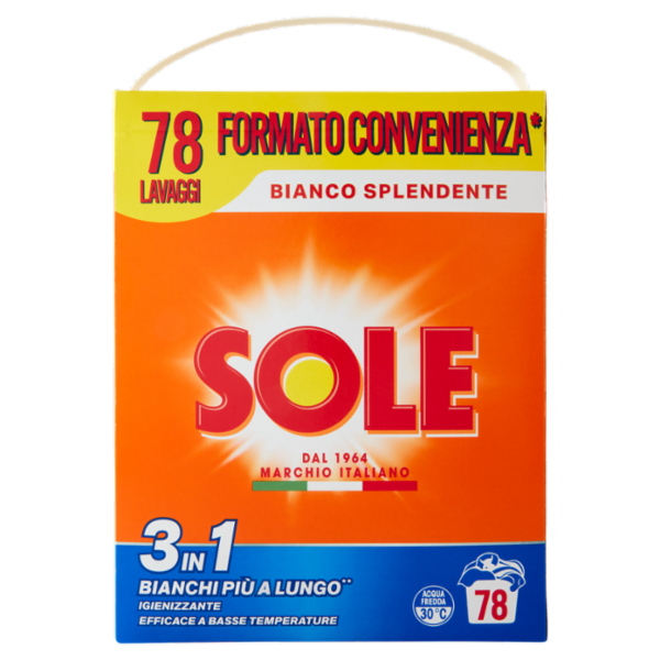 Sole Bianco Splendente Polvere lavatrice 78 misurini 3,9 kg