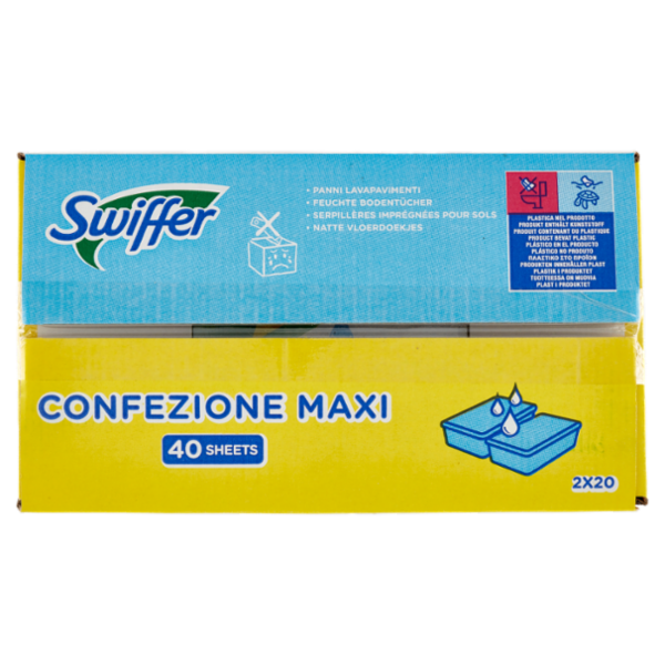 Swiffer Wet Panni Umidi Lavapavimenti Limone - Ricarica 40 Salviette