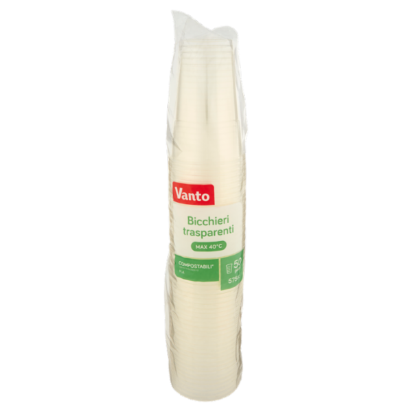 Vanto Bicchieri in PLA Trasparenti e Compostabili 575 cc 50 pezzi