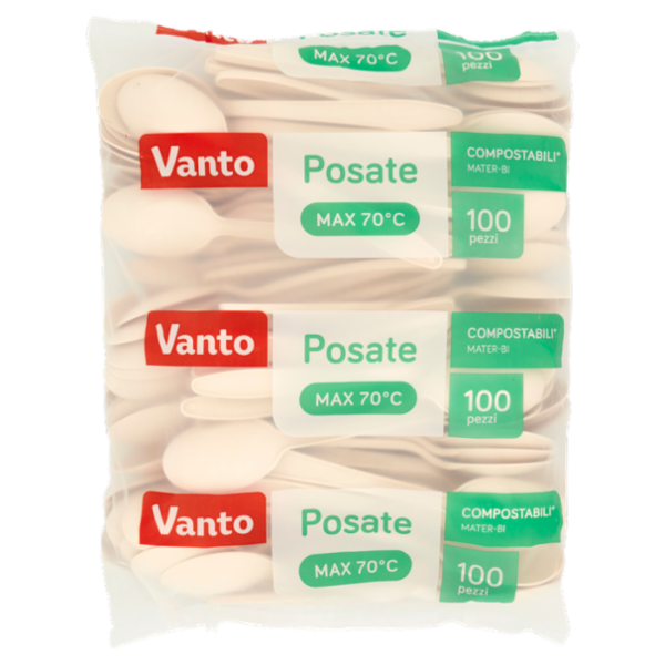 Vanto Cucchiai in Mater Bi Biodegradabili e Compostabili Bianchi 100 pezzi