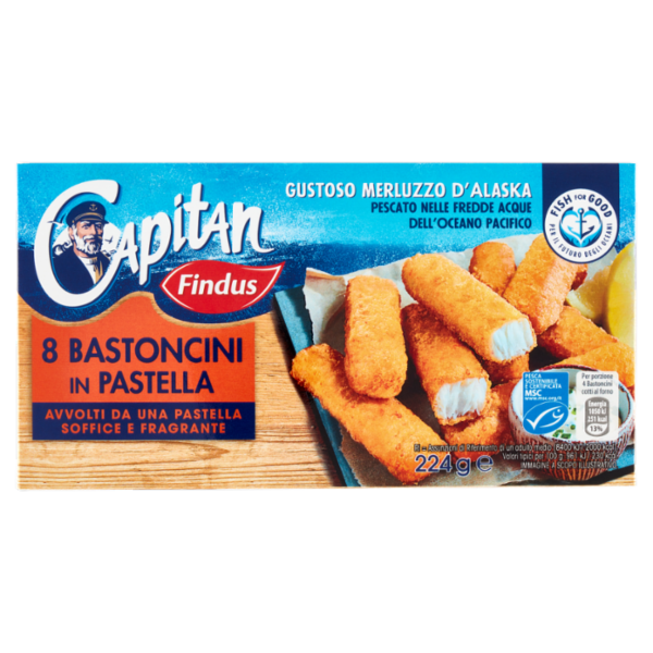 Capitan Findus 8 Bastoncini di Merluzzo in pastella 224 g