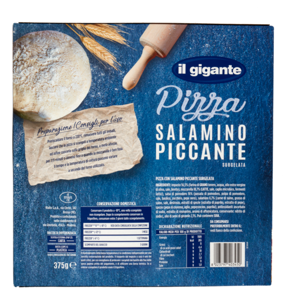 IL GIGANTE Pizza Salamino Piccante Surgelata 375 g