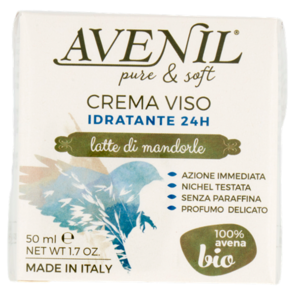 Avenil pure & soft Crema Viso Idratante 24H latte di mandorle 50 ml