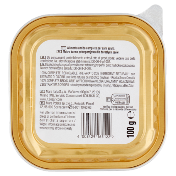 Cesar Natural Goodness Casserole Cibo Umido Cane con Pollo Zucchine Mirtilli e Erbe 100 g