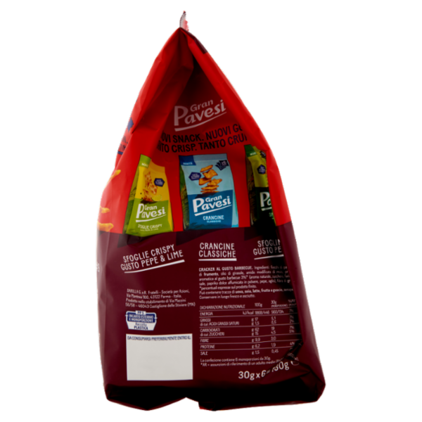 Gran Pavesi Sfogline Gusto Barbecue Snack Cotte al Forno 6 Pacchetti 180g