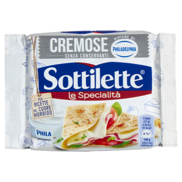 Sottilette Le Specialità Cremose - formaggio fuso a fette ripieno di Philadelphia - 185 g