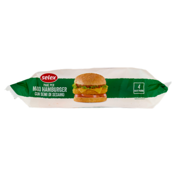 Selex Pane per Maxi Hamburger con Sesamo 4 pezzi 300 g