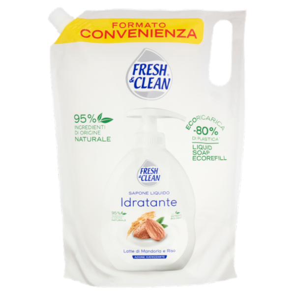Fresh & Clean Sapone Liquido Idratante Latte di Mandorla e Riso Ecoricarica 1000 ml