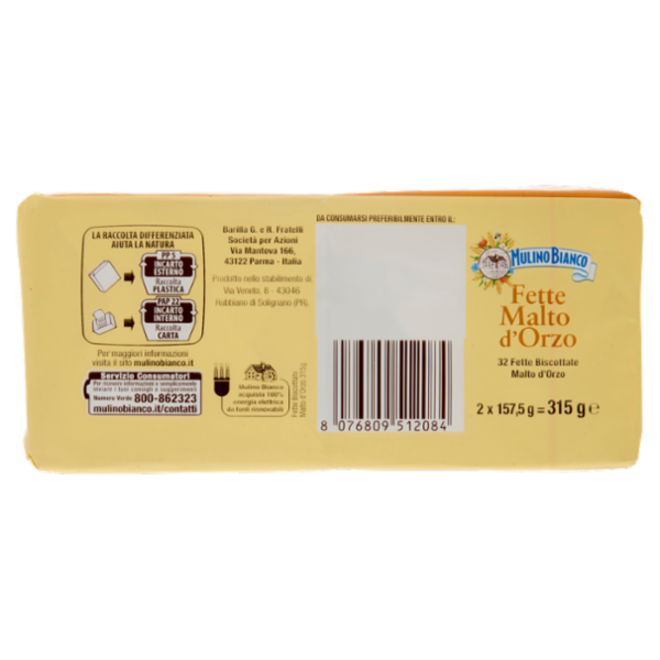 Mulino Bianco Fette Biscottate Malto d'Orzo 315g