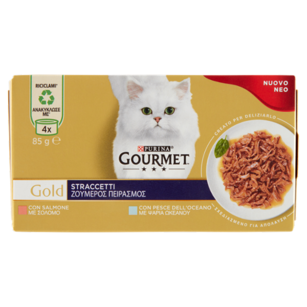 PURINA GOURMET Gold Straccetti Salmone / Pesce dell'Oceano 4 x 85 g