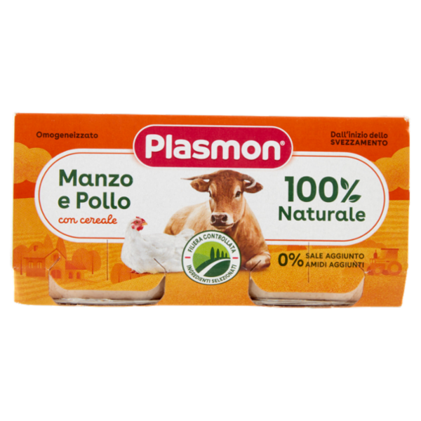 Plasmon Omogeneizzato Manzo e Pollo con cereale 2 x 80 g