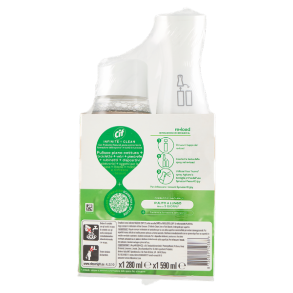 Cif Infinite + Clean Tutto in 1 Clean Lime & Fiori Bianchi 280 ml + Re-Load 590 ml