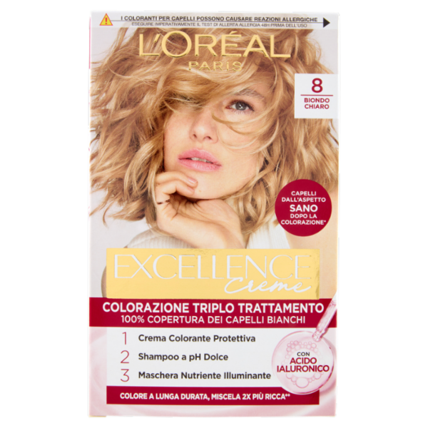 L'Oréal Paris Excellence Creme Colorazione Triplo Trattamento Biondo Chiaro 8