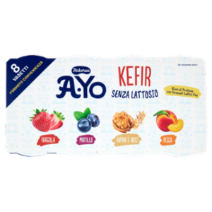 Arborea A-Yo Kefir Senza Lattosio Fragola, Mirtillo, Avena e Noci, Pesca 8 x 125 g